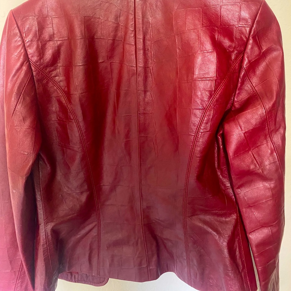 Vintage Ruby Red Leather Jacket